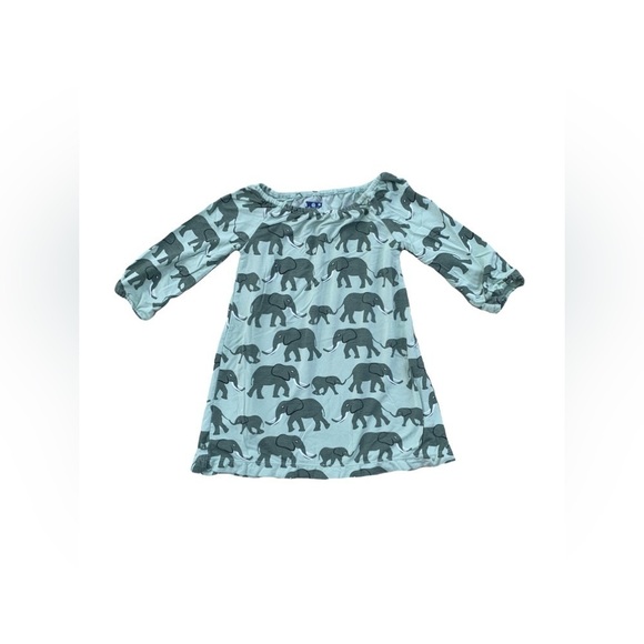 Kickee Pants Size 6-12 Months Aloe Elephants Peasant Dress - Picture 1 of 5